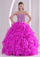 Beautiful Ruffles and Beading Long Quinceanera Gowns with Sweetheart