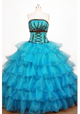 Perfect Ball Gown Strapless Floor-length Teal Organza Quinceanera Dresses