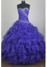 Gorgeous Ball Gown Sweetheart Neck Floor-length Blue Quinceanera Dress