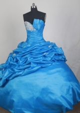 2013 Exquisite Ball Gown Strapless Floor-length Baby Blue Quinceanera Dress