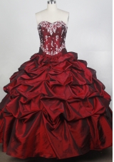 Exquisite Ball Gown Sweetheart Neck Floor-length Burgundy Quinceanera Dress