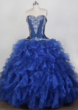 Classical Ball Gown Sweetheart Neck Floor-length Blue Quinceanera Dress