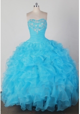 Brand New Ball Gown Strapless Floor-length Aqua Quincenera Dresses