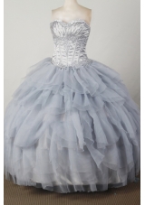 Elegant Ball Gown Sweetheart Floor-length Silver Quincenera Dresses