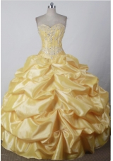 Sweet Ball Gown Sweetheart Floor-length Yellow Quincenera Dresses