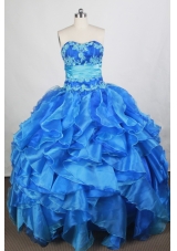 Exquisite Ball Gown Sweetheart Floor-length Blue Quinceanera Dress
