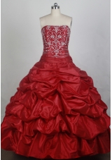Elegant Ball Gown Strapless Floor-length Red Quincenera Dresses