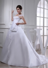 2014 Discount A-line Square Beading and Appliques Wedding Dress