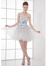 2014 Spring A-line Sweetheart Mini-length Organza Lace White Wedding Dress