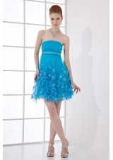 A-line Strapless Prom Dress with Beading Ruching Appliques Organza 116.69