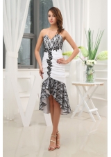 Mermaid Sweetheart Lace Appliques Asymmetrical White Prom Dress