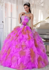 Ball Gown Sweetheart Organza Long Most Popular Quinceanera Dress witih Appliques