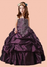 Scoop 2014 Strapless Pick-ups Ball Gown Purple Little Girl Pageant Dress