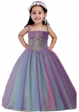 Spaghetti Straps Ruching and Beading Little Girl Pageant Dress