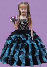 Multi-color Ruffled Layers and Beading Strapless Little Girl Pageant Dress
