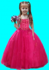 2014 Hot Pink Ball Gown Beading and Ruching Tulle Little Girl Pageant Dress