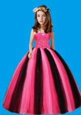 Strapless Ball Gown Beaded Decorate Waist Litle Girl Pageant Dress