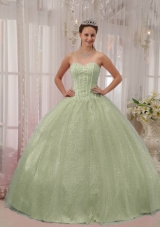 Apple Green Quinceanera Dress Sweetheart Ball Gown with Beading