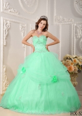 Beautiful Quinceanera Dress Ball Gown Sweetheart with Appliques in Apple Green