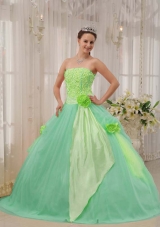 Colourful Ball Gown Strapless with Hand Made Flowers Quinceanera Dress