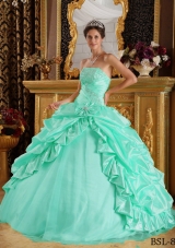 Lovely Apple Green Ball Gown with Appliques and Beading Quinceanera Dress