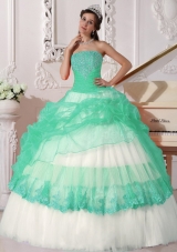Quinceanera Dress in Colourful Ball Gown Strapless with Appliques
