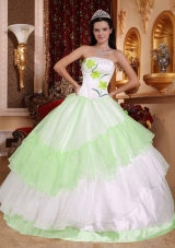 Quinceanera Dress in Colourful Ball Gown Strapless with Embroidery