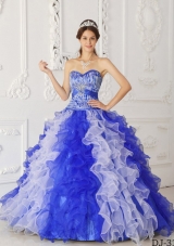 2014 Multi-color Ball Gown Sweetheart Ruffles and Beading Quinceanera Dress
