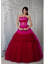 Wine Red Sweetheart Sequins and Bowknot Quinceanera