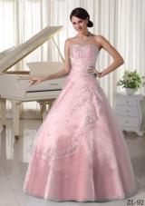 Elegant Organza Appliques Over Skirt Sweetheart Princess Quinceanera Gowns With Beading