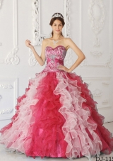 Luxurious A-Line Sweetheart Ruffles Multi-color Quinceanera Dresses with Beading
