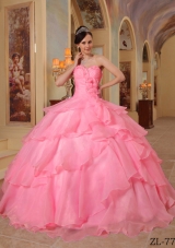 2014 Watermelon Ball Gown Sweetheart Beading Quinceanera Dress with Appliques