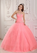 Pink Ball Gown Floor-length Appliques Quinceanera Dress with Sweetheart