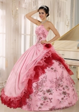 2014 Modest Applqiues Quinceanera Dress with Hand Made Flowers