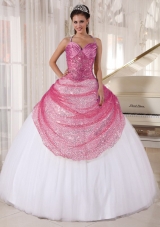 Halter Top Sequined Rose Pink and White Quinceanera Dresses