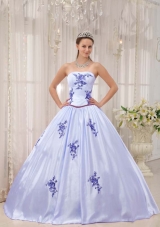 Lavender Strapless Sweet Sixteen Quinceanera Dresses with Appliques