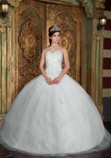 Sweetheart White Puffy Quincenera Dresses with Appliques