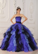 Elegant Appliques and Ruffles Long 2014 Quinceanera Dresses with Strapless