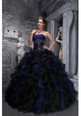 2014 Exclusive Strapless Appliques and Ruffles Multi-color Quinceanera Dresses