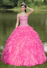 Clearance Hot Pink Quinceanera Dresses With Sweetheart Beaded Ruffles Layered
