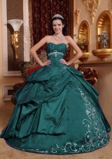 Sweetheart Turquoise Quinceaneras Dresses with Embroidery and Pick-ups