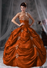 Exclusive Puffy Strapless Appliques for 2014 Quinceanera Dresses with Pick-ups
