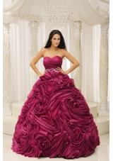 Sweetheart A-line 2014 Quinceanera Dress with Beading and Hand Made Flower
