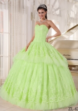 Beautiful Sweetheart Organza Sweet 16 Dresses with Appliques