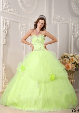 Beautiful Sweetheart Organza Sweet 16 Dresses with Beading and Flowers