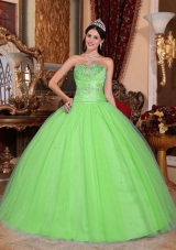 New Style Lemon Green Sweetheart Sweet 15 Dresses with Beading