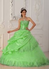 Popular Princess Strapless Quinceanera Gowns with Beading