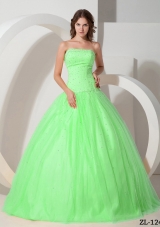 Popular Princess Strapless Quinceanera Gowns with Beading