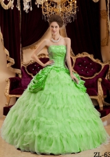 Princess Strapless Organza Sweet 16 Dresses with Layers and Appliques