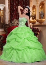 2014 Simple Beading Puffy Quinceanera Dresses with Sweetheart